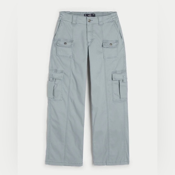 Hollister Pants - Hollister Women’s Light Gray Low-Rise Baggy Cargo Pants Sz 4R